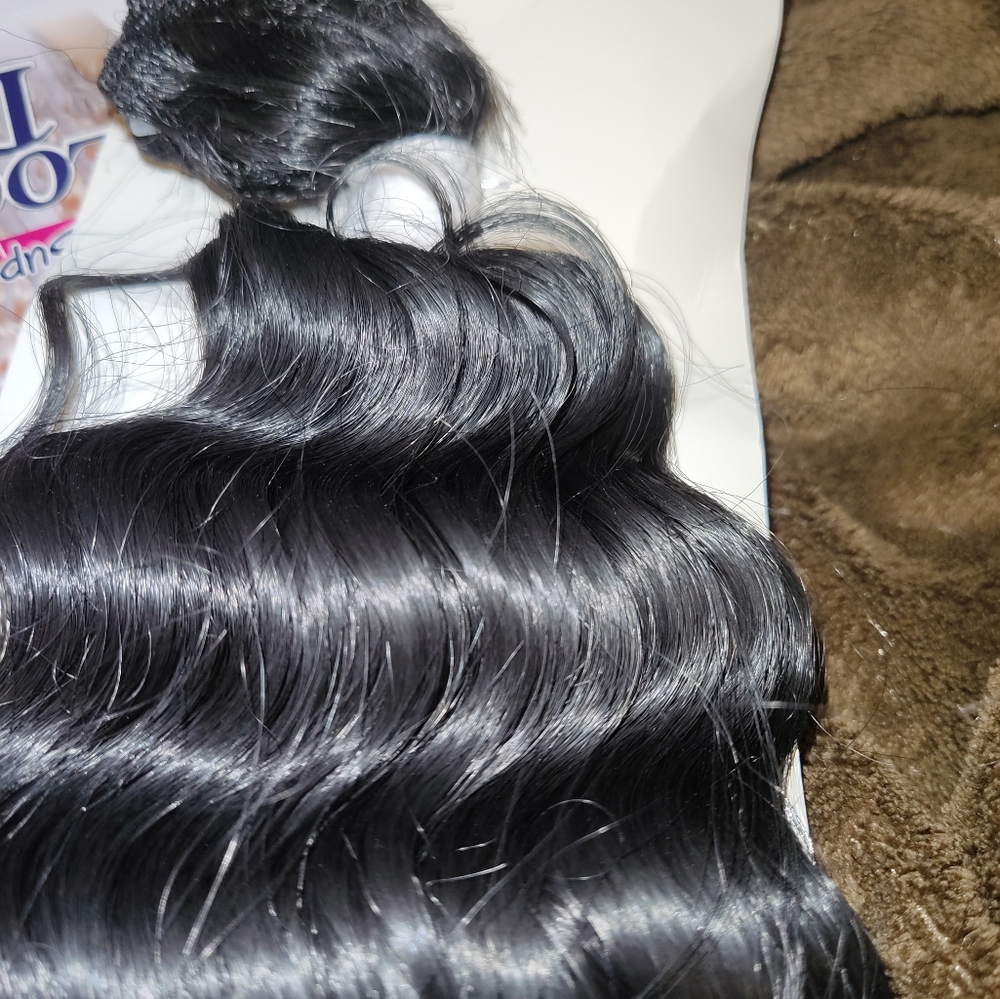 3 Packs Brazilian Human Synthetic Blend Wave 30" Jet Black Long Hair Extensions - Picture 5 of 8